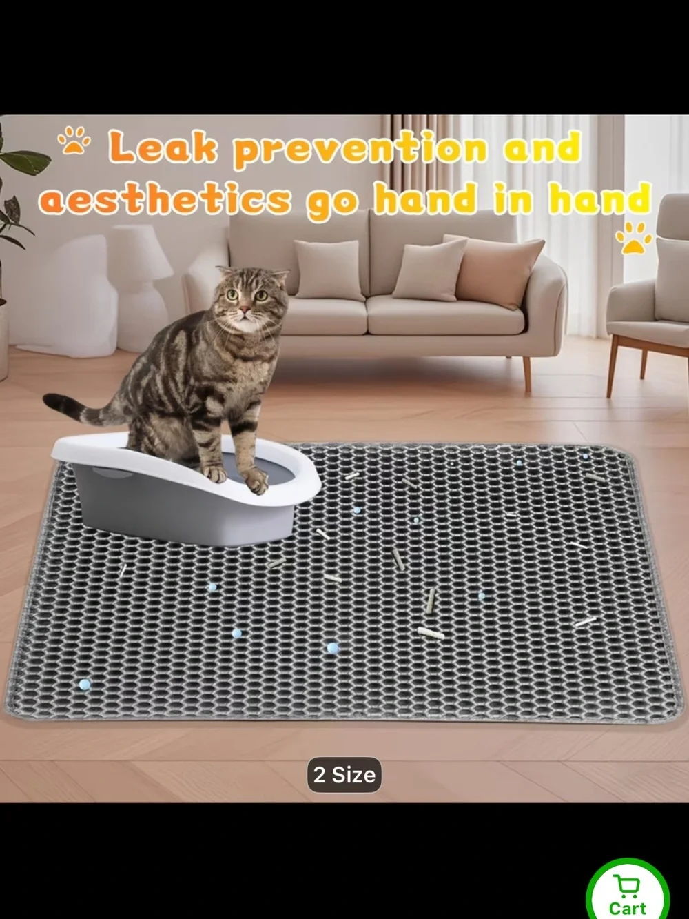 Gray Cat Litter Mat set of two